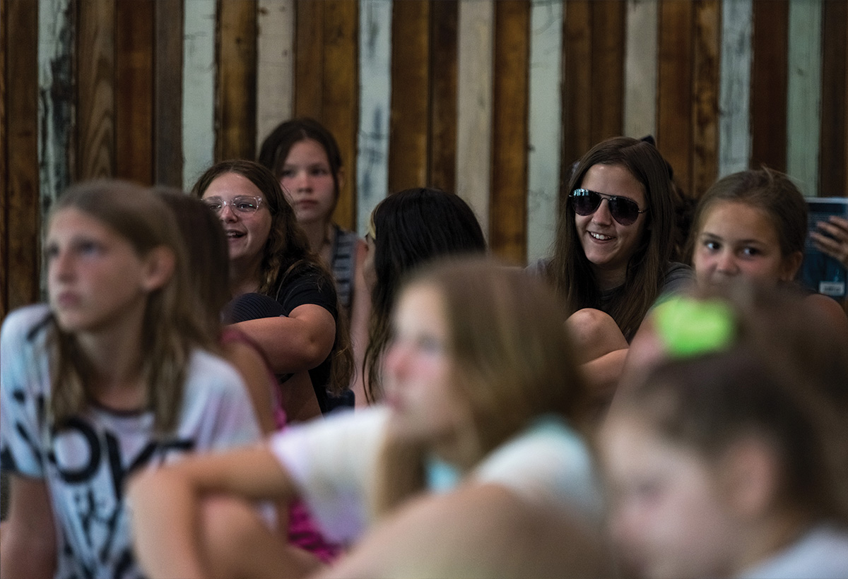 Kid camp girls listening